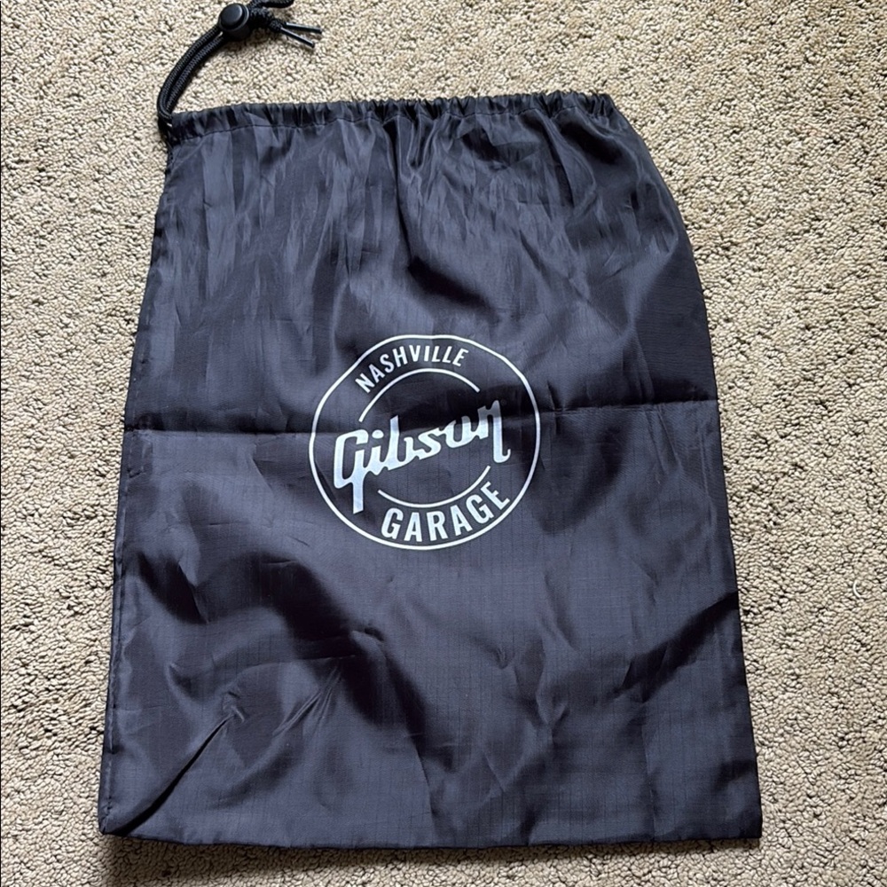 Gibson Black Nylon Drawstring Bag with Logo